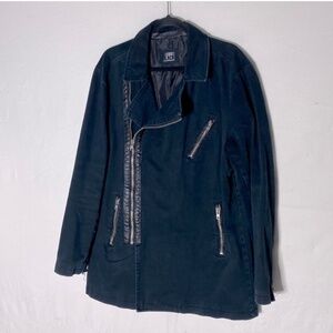 Urban Black Canvas Zip Up Pea Coat L